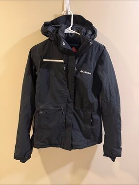 Columbia Black Hooded Ski Jacket with Omni-Heat Thermal Comfort